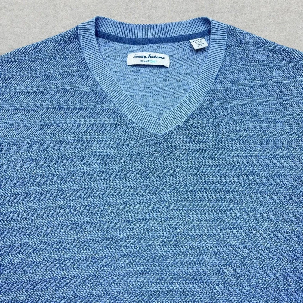 Tommy Bahama Sweater Mens 3XL Blue Coolside Course IslandZone V-Neck Knit